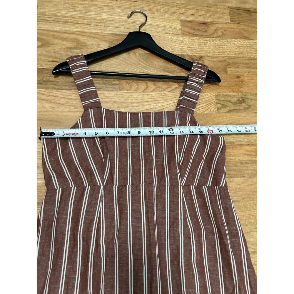 Pact Canopy Striped Midi Dress Womens Size L Brown Rust Sustainable Pockets - Picture 7 of 10
